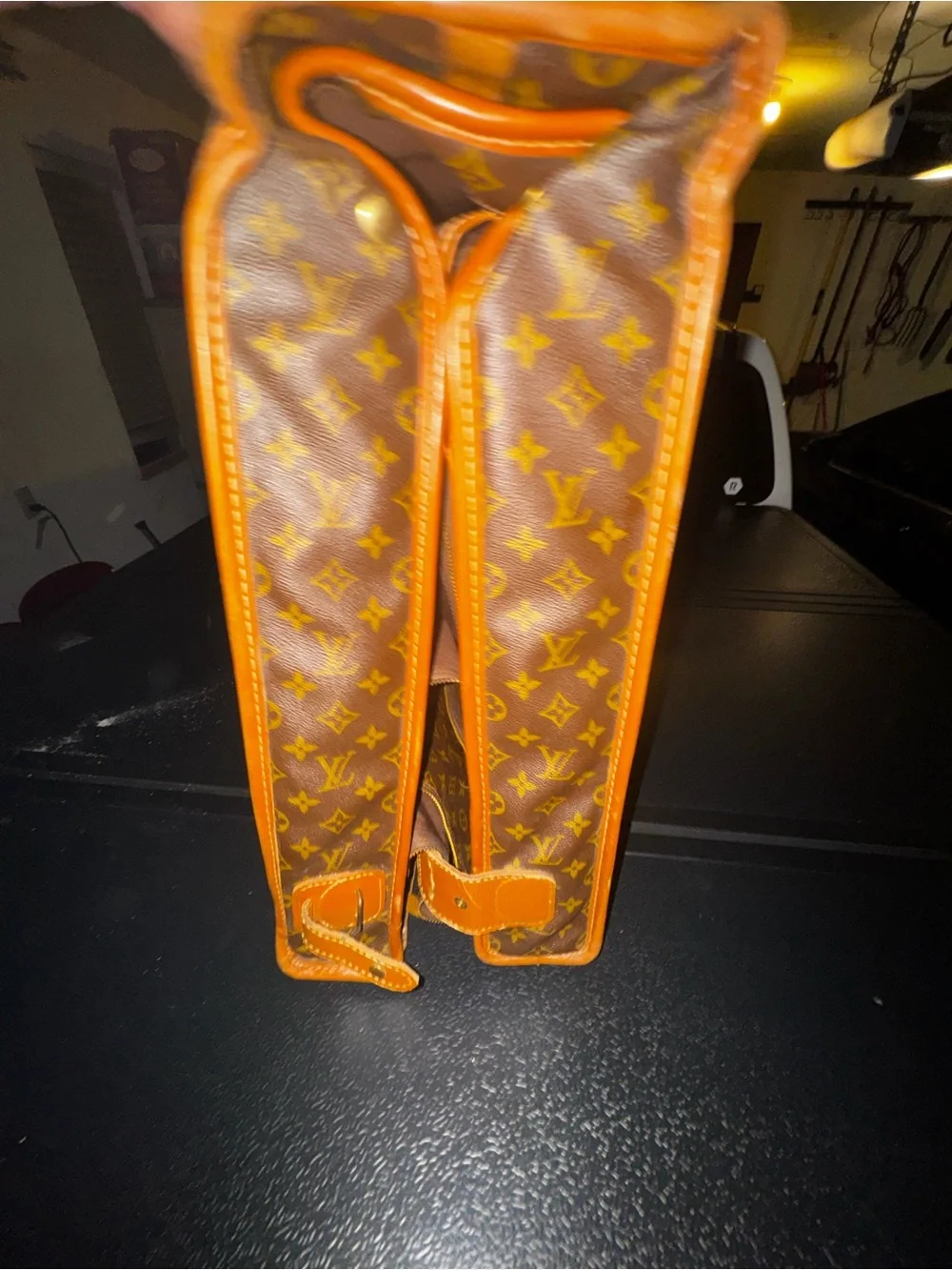 Louis Vuitton Monogram Suitcase and Garment bag in Brown and Tan Trim